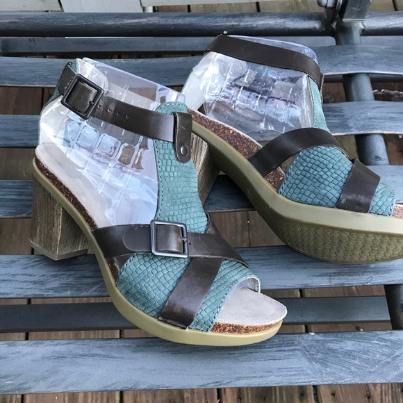 DANSKO Dominique Teal Brown T-Strap Open Toe Block Heel | EU 37 - Picture 3 of 12